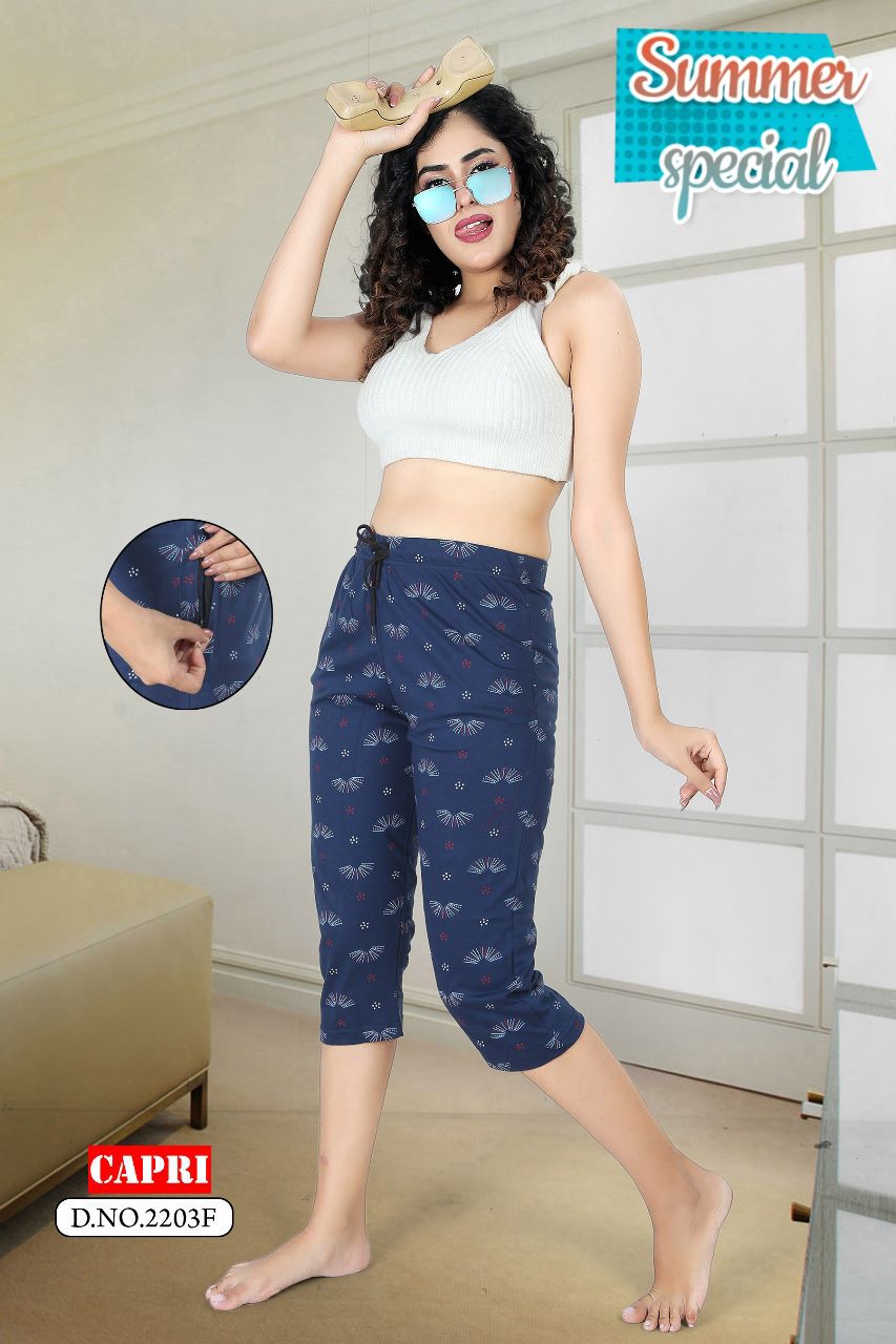 Summer Special Capri 2203 Night Wear Wholesale Pant Catalog
